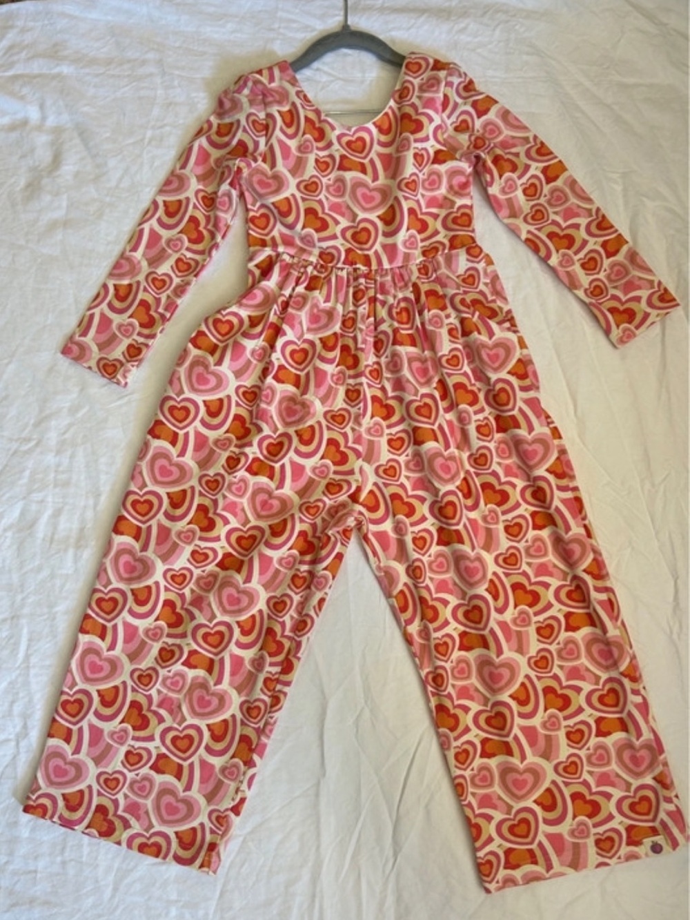 NWT Cheeky Plum 5T Retro Heart Print Wide Leg Jumpsuit